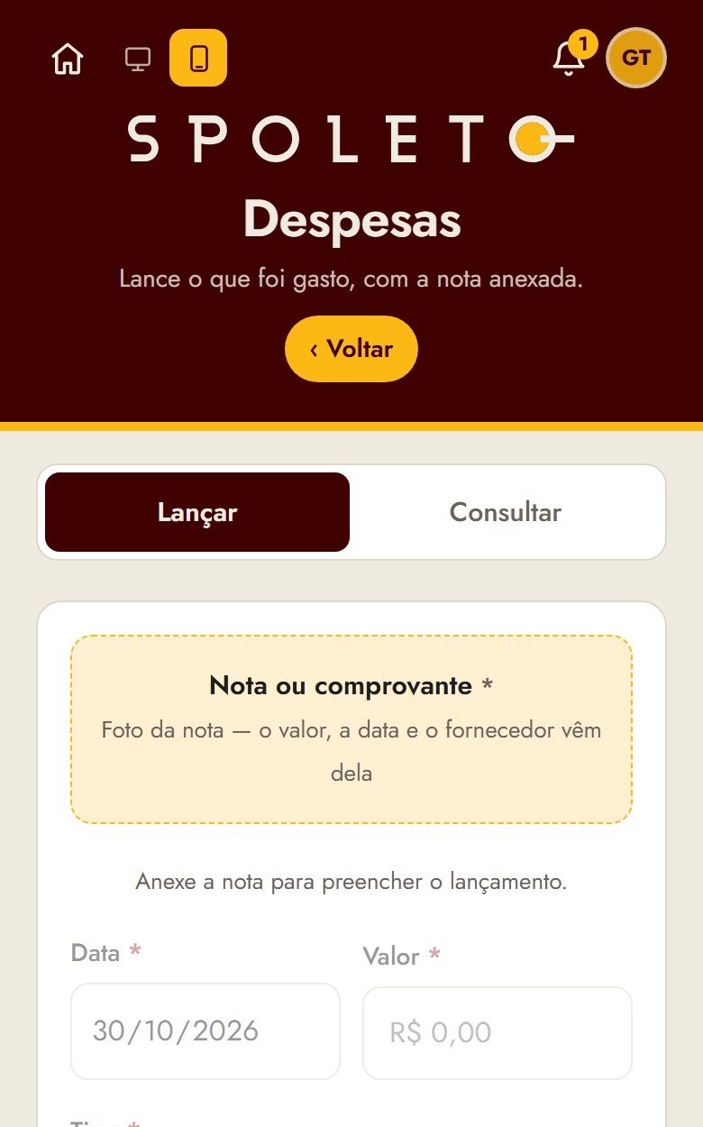 Portal no celular: lançamento de despesa a partir da foto da nota